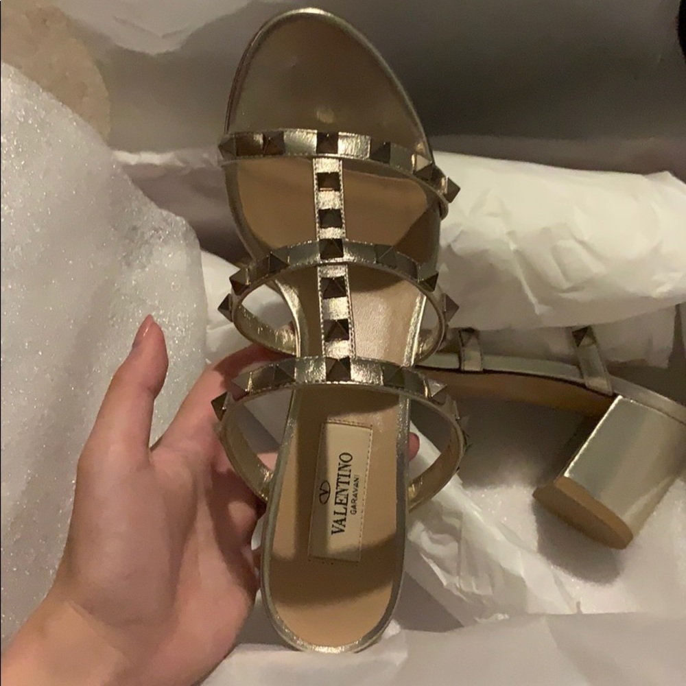 Valentino Garavani Rocksrud Metallic Leather Mules